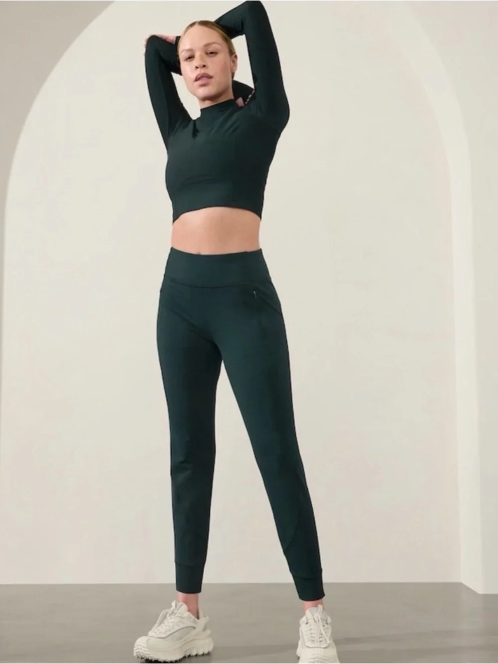 Athleta Rainer Emerald Green High-Rise Track Joggers